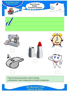 Çocuklar İçin D Sesi Çalışma Sayfaları 